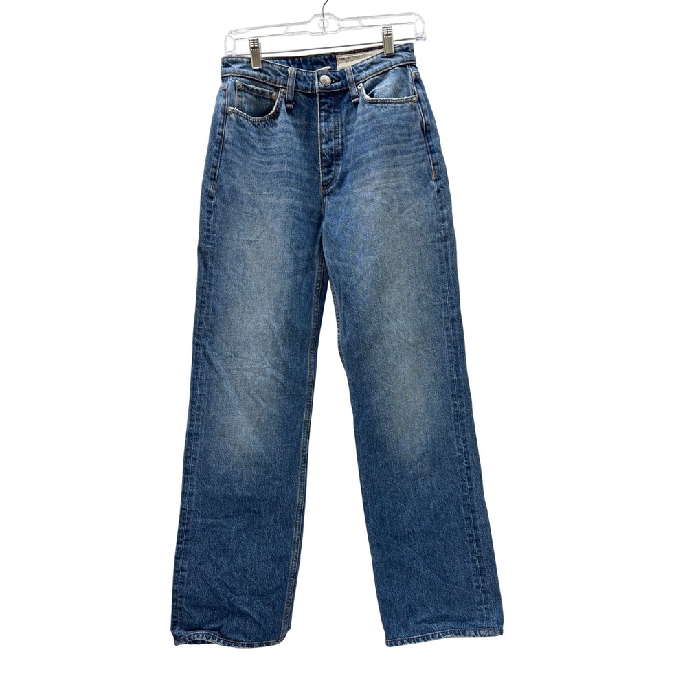 rag & bone High-Rise Wide Leg Jeans in Medium Blue